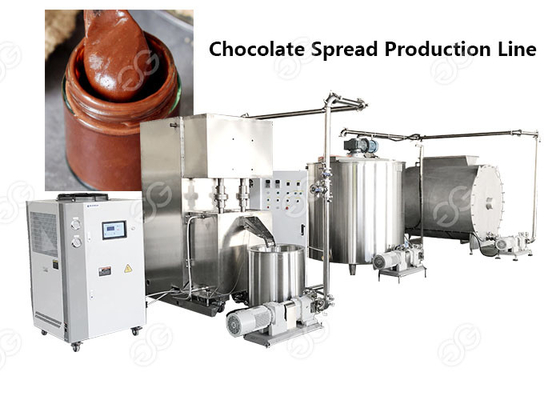 China Schokoladen-Verbreitungs-Fertigungsstraße des ganzen Satzes, Schokoladenmasse, die Maschine herstellt fournisseur